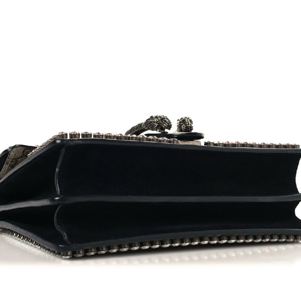 Gucci Beige and Black Monogram Crystal Dionysus Small Shoulder Bag - Picture 8 of 17